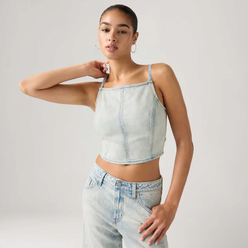 Top Jeans Levi's® Square Neck Tank Lavagem Clara - XS USA | PP BR