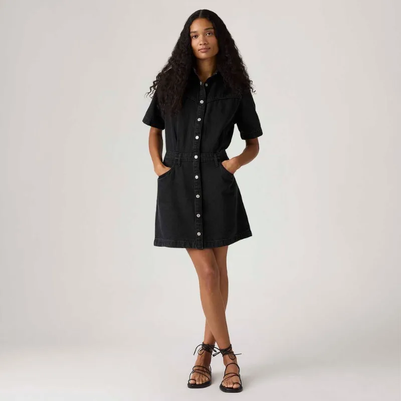 Vestido Jeans Levi's® Logan Western Preto Manga Longa - M USA | M BR