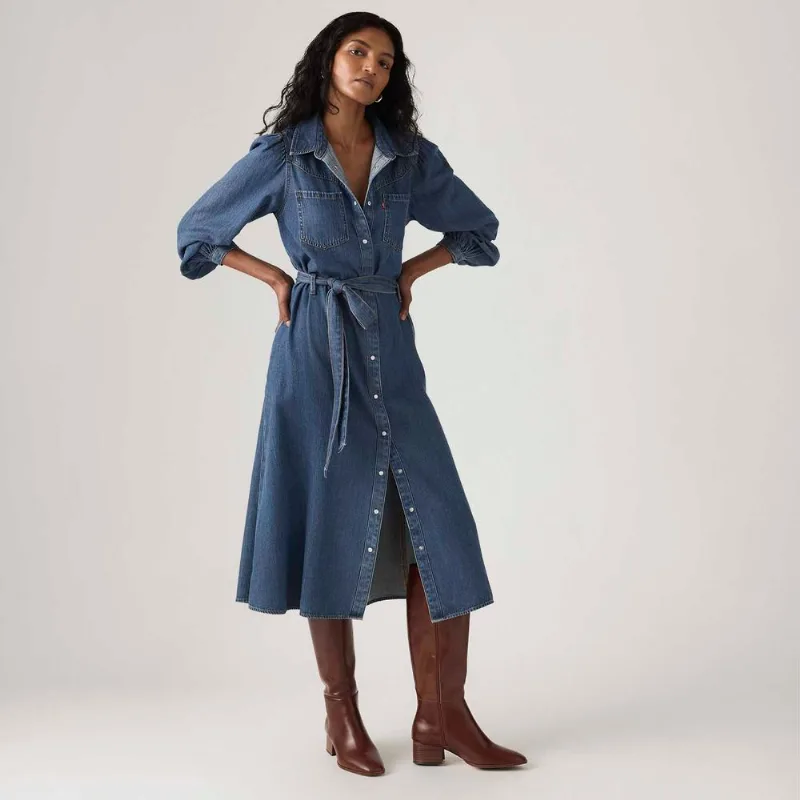 Vestido Jeans Levi's® Journey Maxi Lavagem Média - XL USA | GG BR