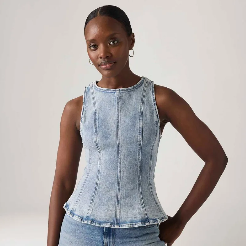 Regata Jeans Levi's® Leighton Peplum Lavagem Clara - XL USA | GG BR