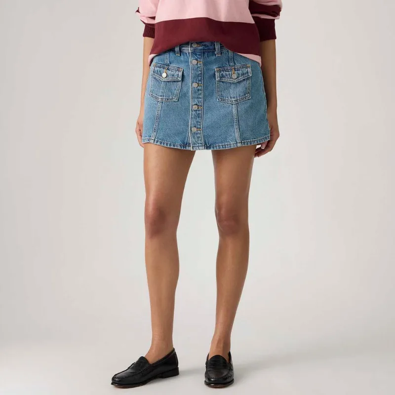 Saia Jeans Levi's® Button Front Skort Lavagem Clara - 25 USA | 36 BR