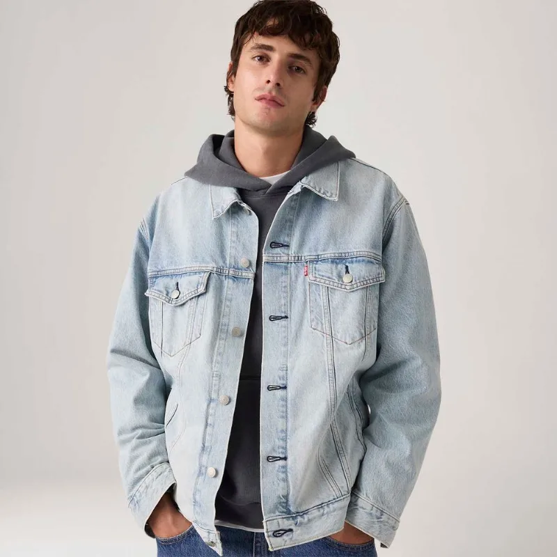 Jaqueta Jeans Levi's® Relaxed Trucker Lavagem Clara - S USA | P BR