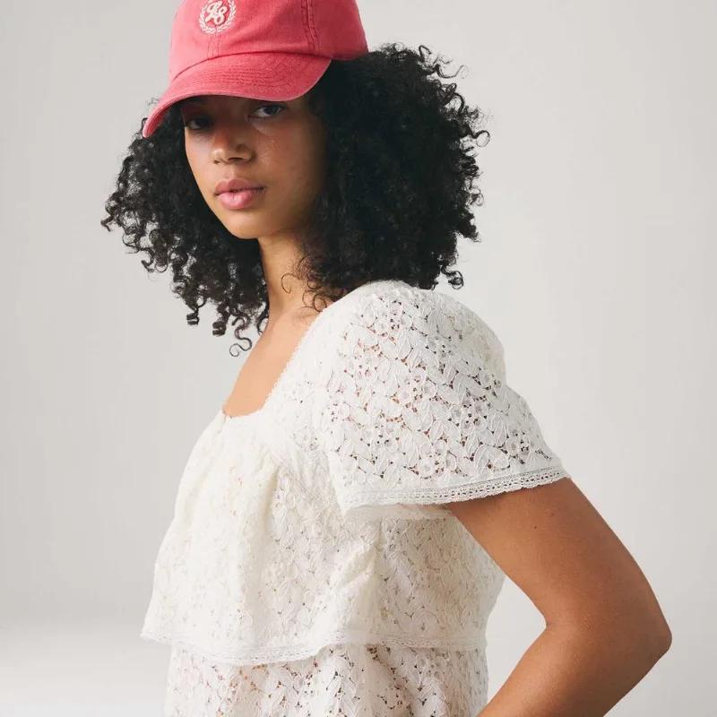 Blusa Levi's® Dom Lace Off White Manga Curta - L USA | G BR