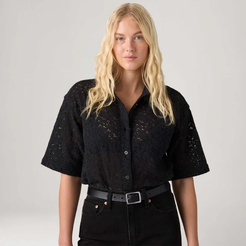 Camisa Levi's® Harlie Lace Preta Manga Curta - L USA | G BR