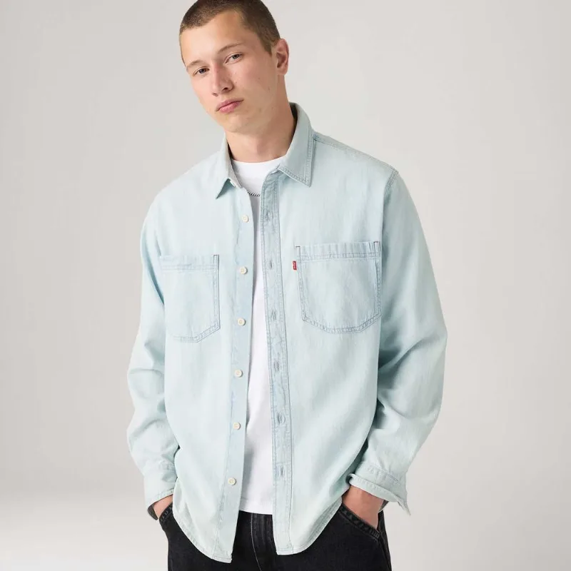 Camisa Jeans Levi's® Mariposa Worker Lavagem Clara Manga Longa - XXL USA | EGG BR