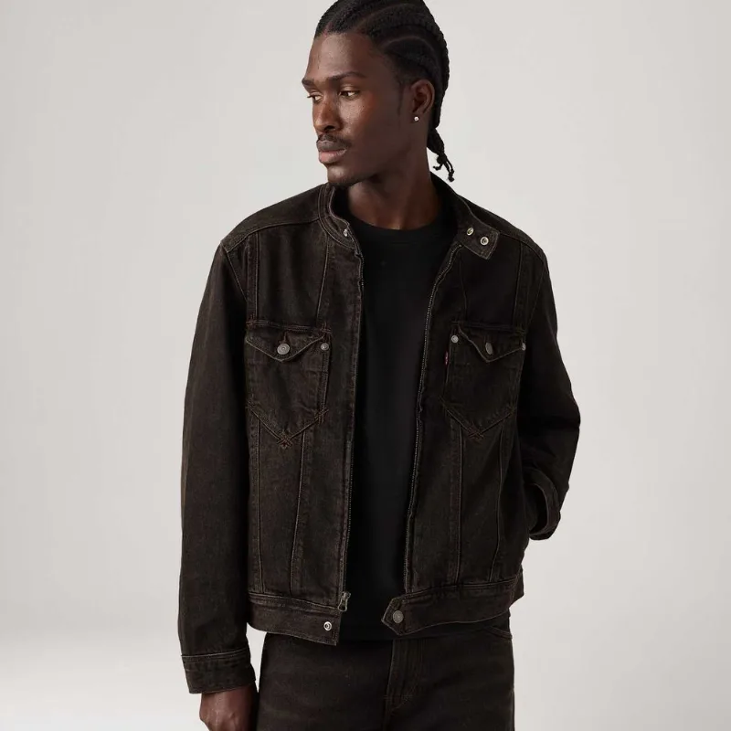 Jaqueta Jeans Levi's® Twisted Moto Lavagem Escura - M USA | M BR