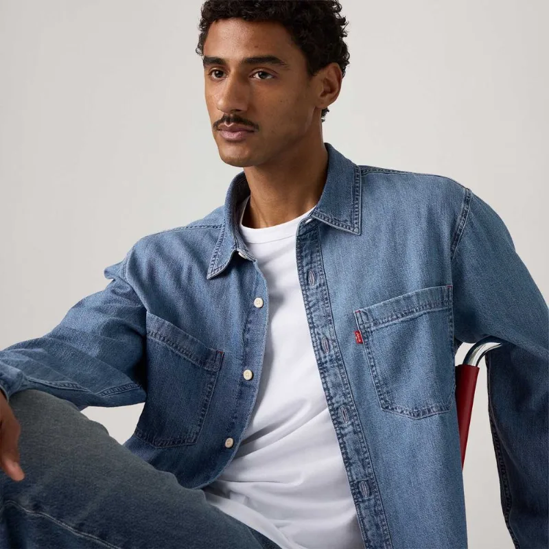Camisa Jeans Levi's® Mariposa Worker Lavagem Média Manga Longa - XL USA | GG BR