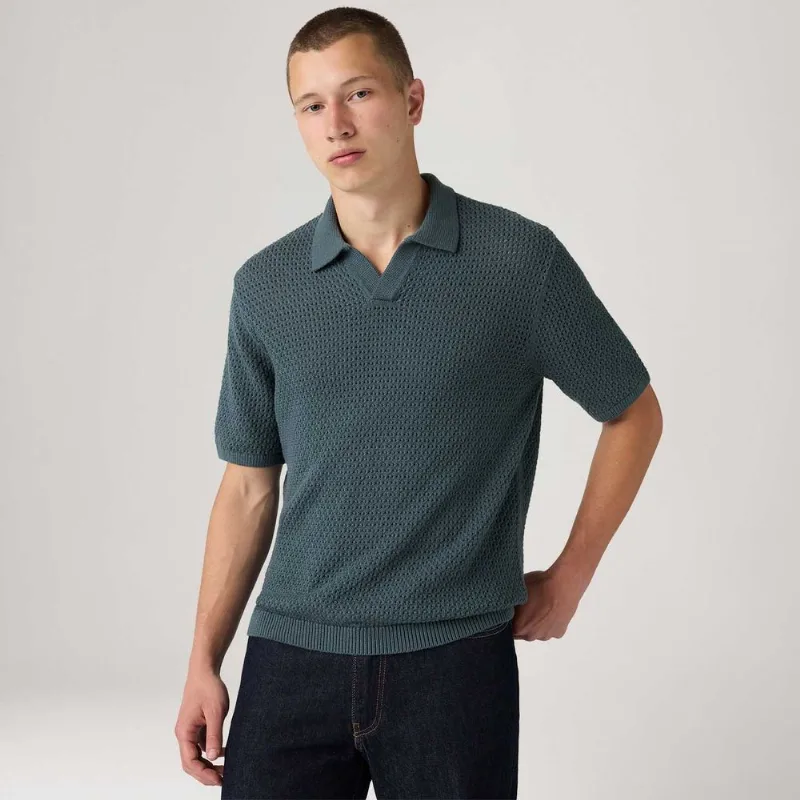 Polo Levi's® Dillon Open Collar Cinza Escuro - L USA | G BR