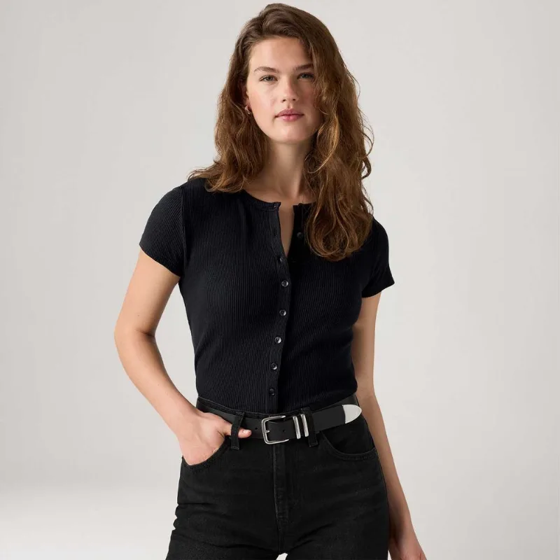 Blusa Levi's® Rory Button Through Preta Manga Curta - L USA | G BR