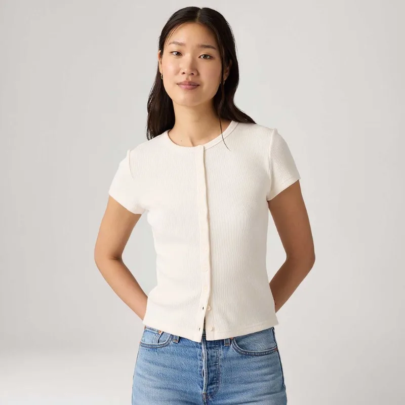 Blusa Levi's® Rory Button Through Branca Manga Curta - XS USA | PP BR