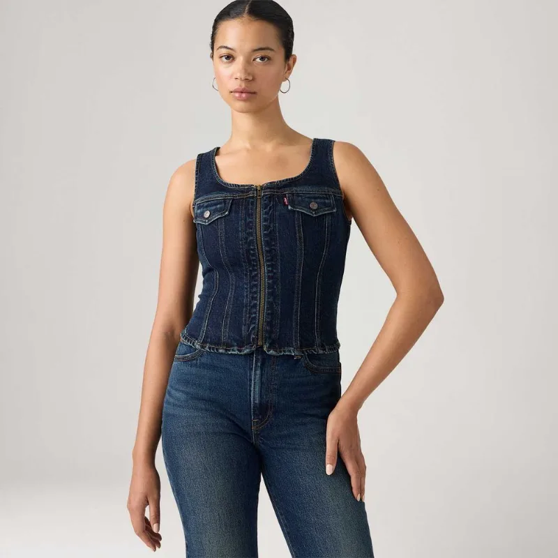 Regata Jeans Levi's® Vintage Zíp Lavagem Escura - S USA | P BR