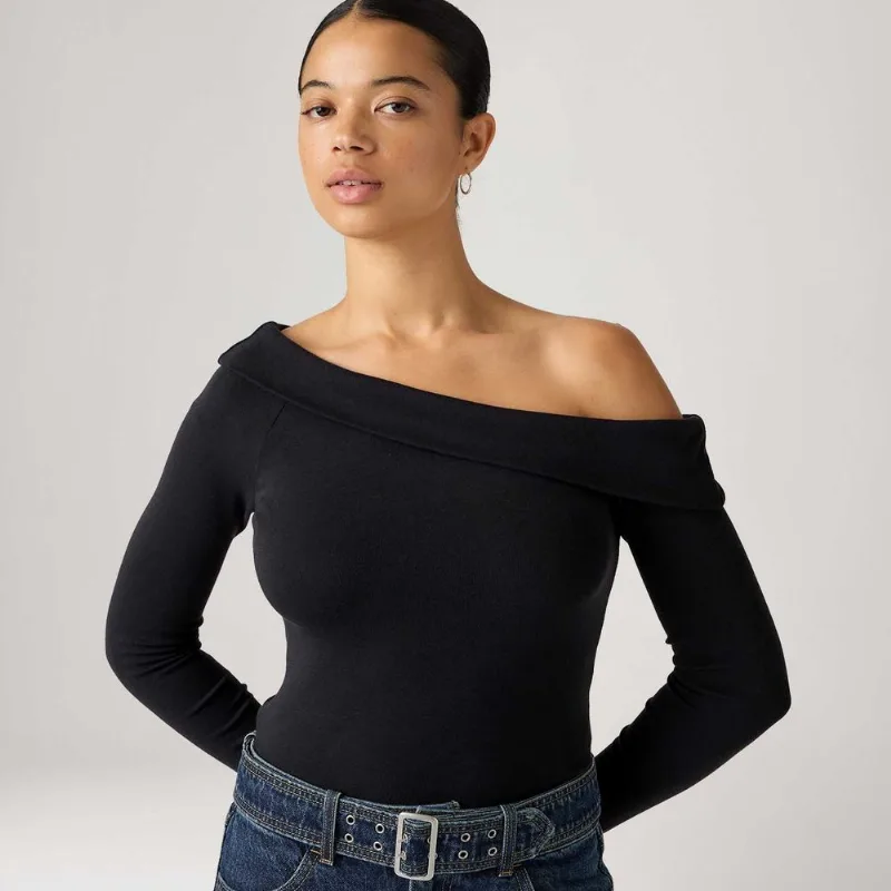 Blusa Levi's® Clara Rib Off Preta Manga Longa - XL USA | GG BR