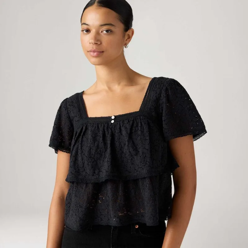 Blusa Levi's® Dom Lace Preta Manga Curta - L USA | G BR