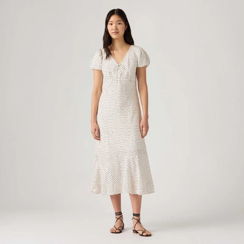 Vestido Levi's® Lira Midi Branco Poá Manga Curta - L USA | G BR