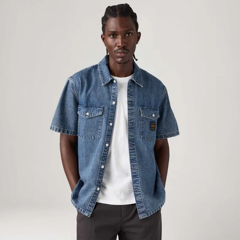 Camisa Jeans Levi's® Worker Lavagem Média Manga Curta - XL USA | GG BR