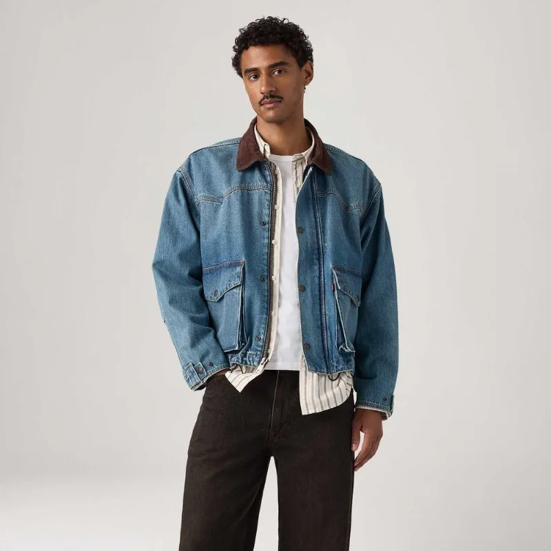 Jaqueta Jeans Levi's® Hilltop Lavagem Média - XXL USA | EGG BR