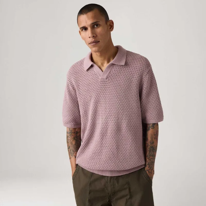 Polo Levi's® Dollon Open Collar Tricot Lilás Manga Curta - XL USA | GG BR