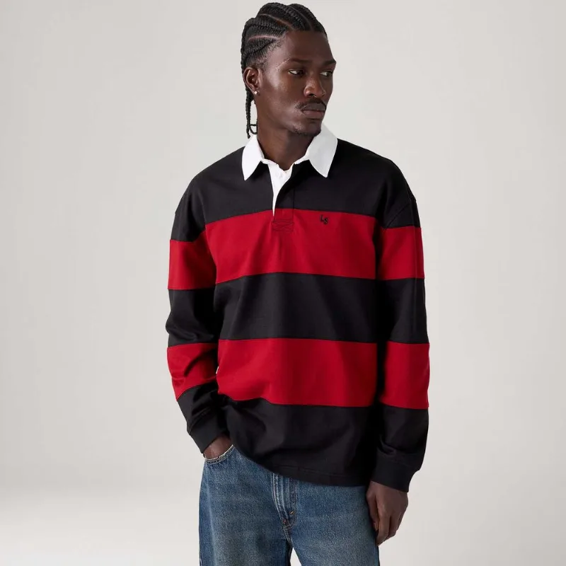 Polo Levi's®Pieced Union Rugby Listrada Vermelha Manga Longa - S USA | P BR