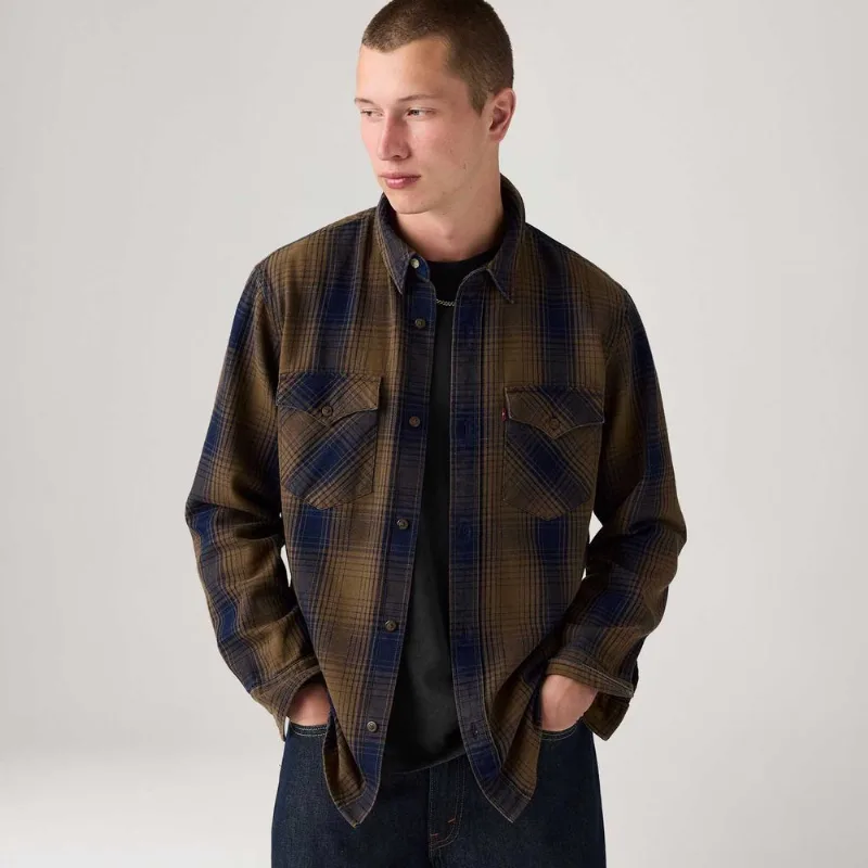 Camisa Levi's® Relaxed Western Xadrez Marrom Manga Longa - XL USA | GG BR