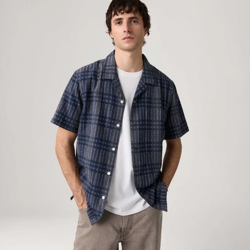 Camisa Levi's® Sunset Standard Xadrez Cinza Manga Curta - M USA | M BR
