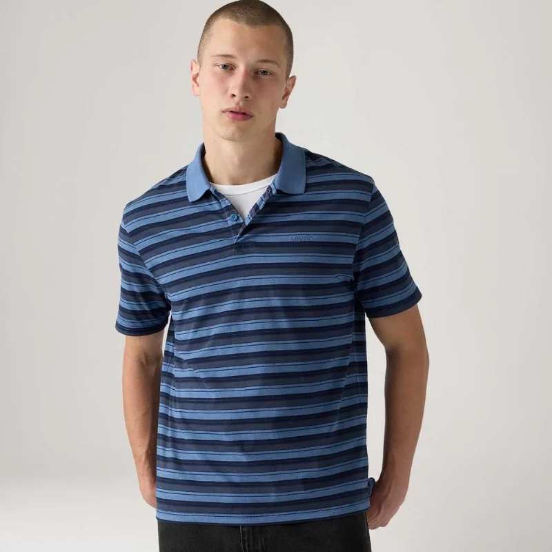 Polo Levi's® Authentic Listrado Azul Manga Curta - M USA | M BR