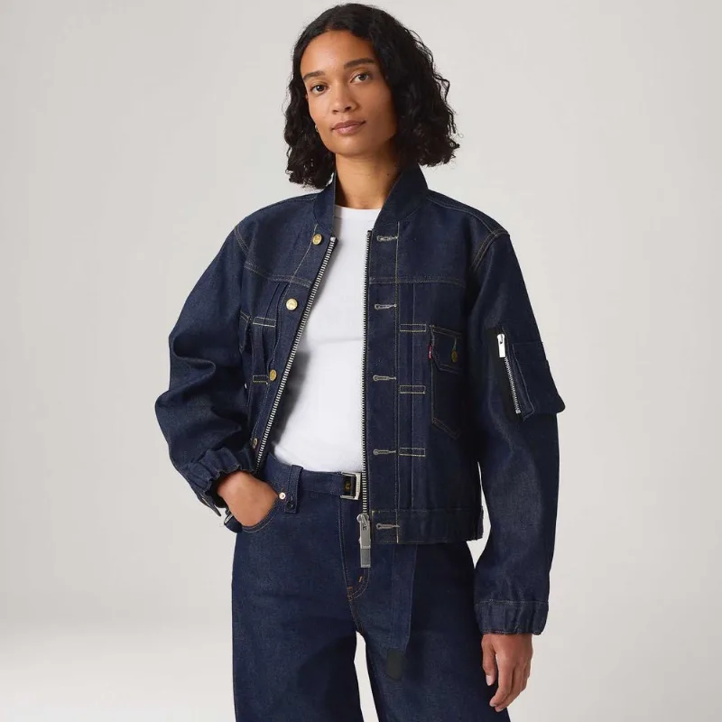 Jaqueta Jeans Levi's® x sacai Blouson Lavagem Escura - S USA | P BR