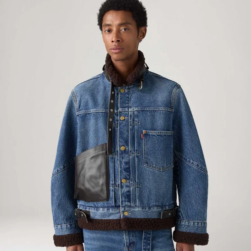 Jaqueta Jeans Levi's® x sacai Sherpa Lavagem Média - L USA | G BR