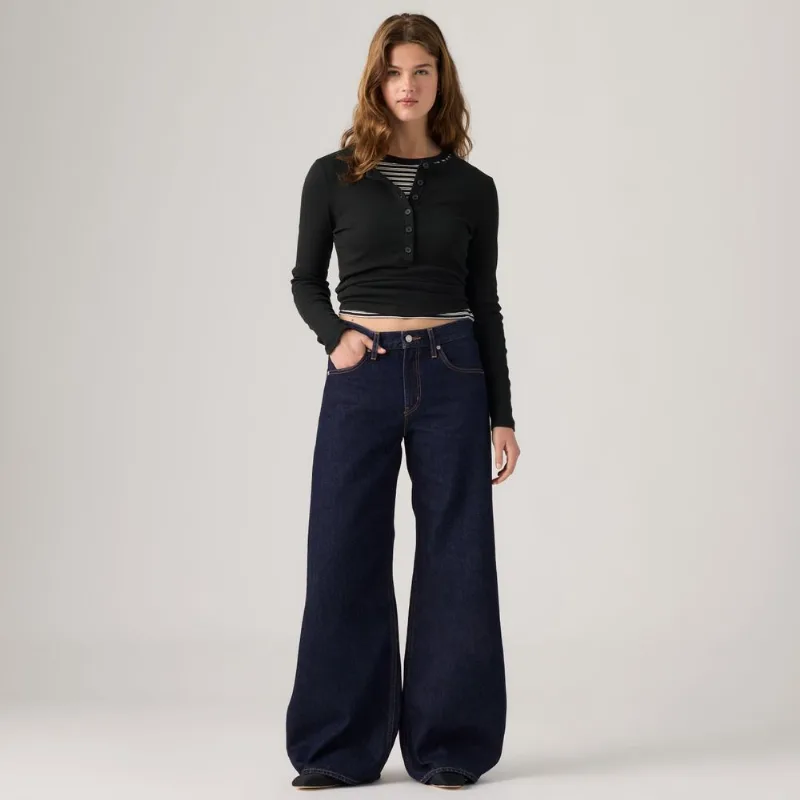 Calça Jeans Levi's® Teardrop Wideleg Lavagem Escura - 29X34 USA | 40 BR