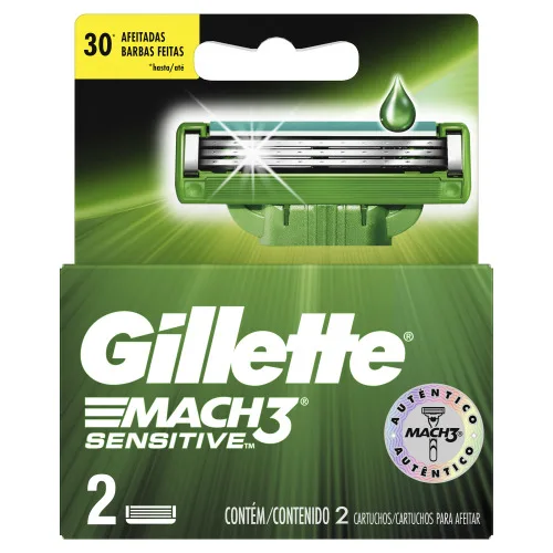 Carga De Aparelho Para Barbear Gillette Mach3 Sensitive 2 Unidades - GILLETTE MACH3