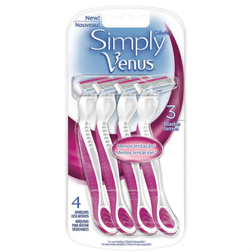Aparelho Depilatório Gillette Venus 3 Feminino Simply C/4 - GILLETTE VENUS 3