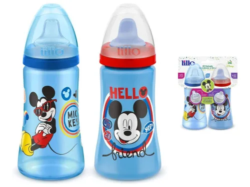 KIT 2 COPOS COLORS DISNEY ANTIVAZAMENTO MICKEY LILLO AZUL - MICKEY