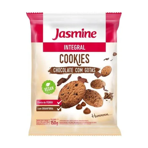 Biscoito Cookie Integral Cacau E Gotas De Chocolate Jasmine Pacote 150g - JASMINE