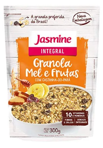 Granola Integral Mel E Frutas Zero Gorduras Trans Jasmine Grain Flakes Pacote 300g - JASMINE