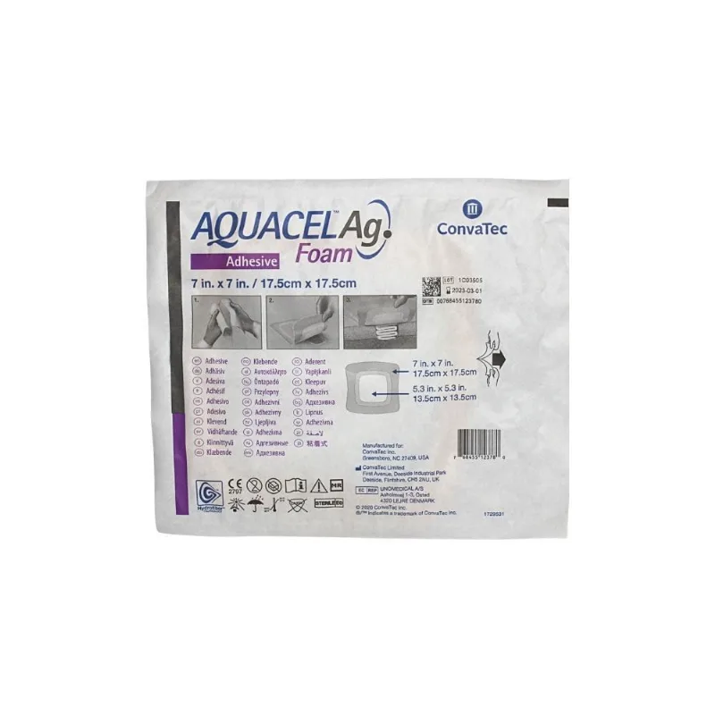Curativo Aquacel Ag Foam 17,5 X 17,5 Cm Und 420628 Convatec
