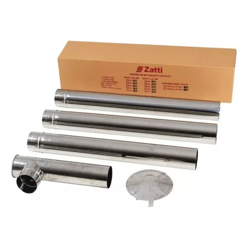 Kit Chaminé 115mm Fogão Lenha Churrasqueira Aço Galvanizado