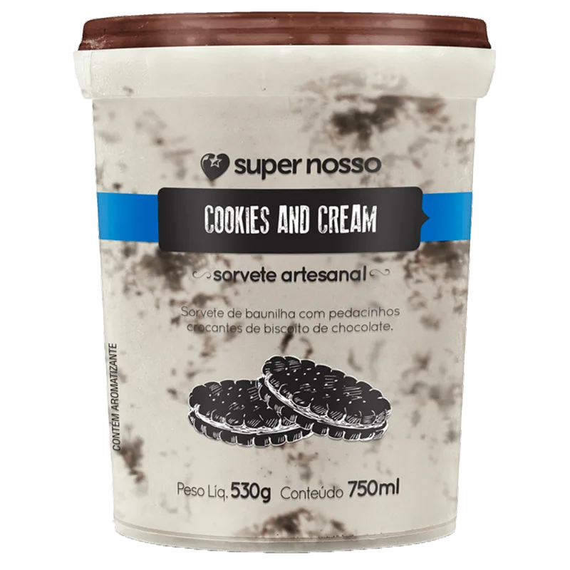 Sorvete Gourmet Super Nosso Sabor Cookies & Cream 750ml