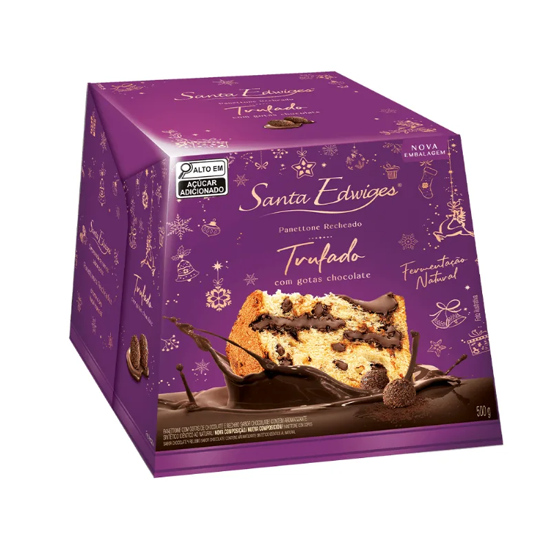 Panettone Santa Edwiges Premium Trufado Com Gotas De Chocolate 500g