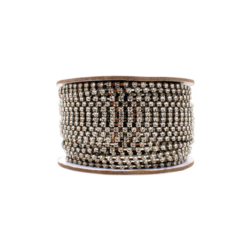 CORRENTE DE STRASS SEPARADA SS14 EM VIDRO COM 25 METROS 533 - Niquel + Cristal 101