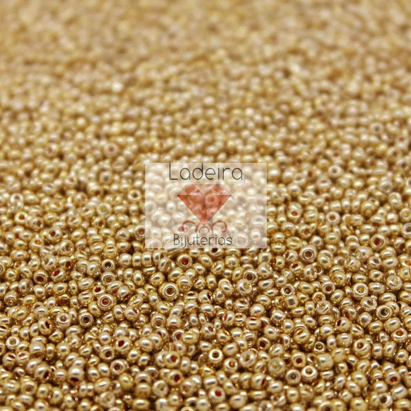 MIÇANGUINHA 1.9MM (12/0) EM VIDRO COM 500GR 925 - Dourado Metalizado-925