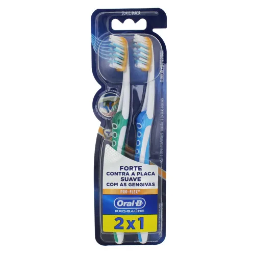 Escova Dental Suave Pro Saúde Pro Flex 2x1 Oral B 2 Unidades - ORAL-B