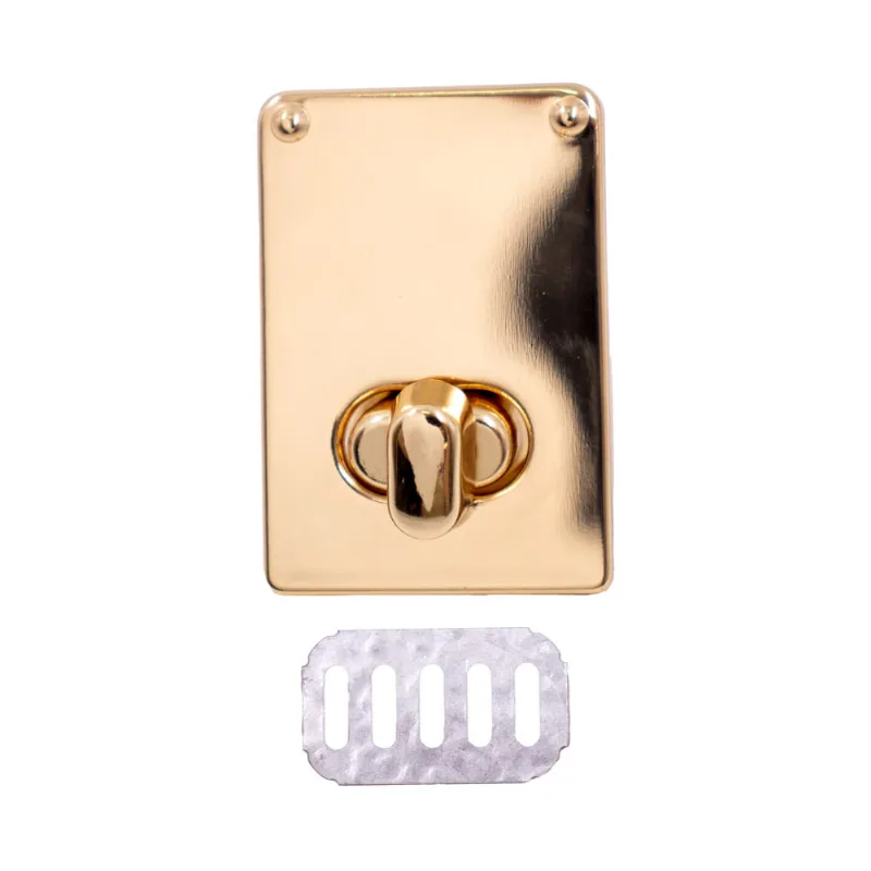 FECHO TORNIQUETE RETANGULAR PARA BOLSA 44X30MM EM FERRO COM 12 PEÇAS 073 - Dourado
