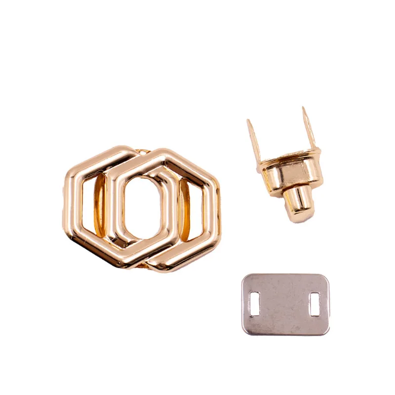 Fecho Para Bolsa Hexagonal Duplo 41X33mm Em Metal Com 10 Peças 073 - Dourado