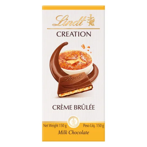 CHOCOLATE AO LEITE RECHEIO CREMOSO COM PEDAÇOS DE BISCOITO E AÇÚCAR CARAMELIZADO LINDT CREATION CARTUCHO 150G - LINDT