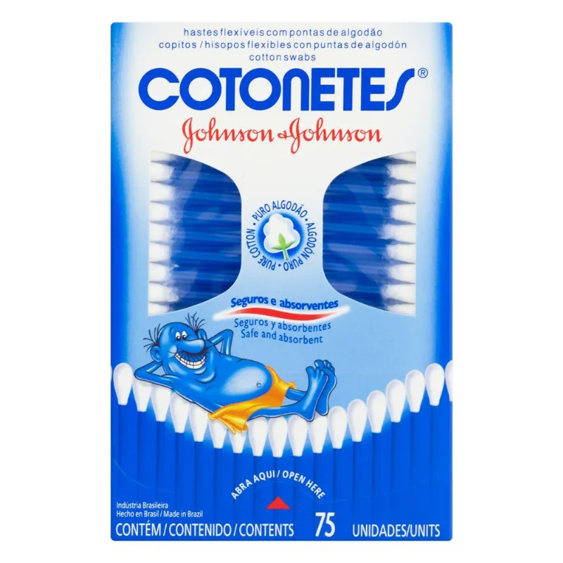 Hastes Flexíveis Cotonetes Johnsons com 75 Unidades