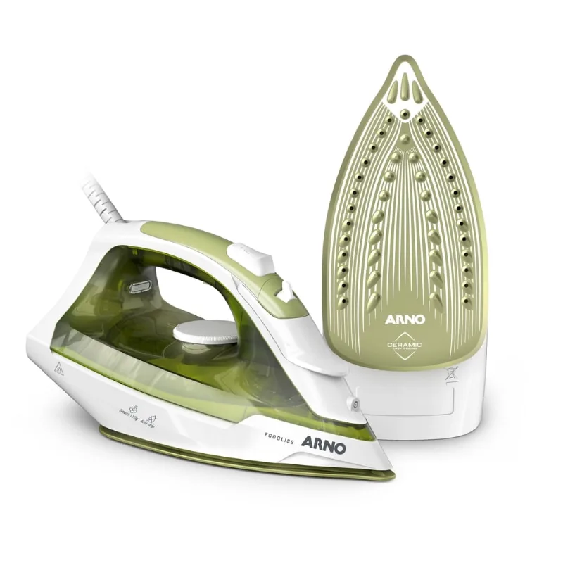 Ferro a Vapar Ecogliss com Base Ceramica e Modo Eco 1830W 220V Verde/Branco - FEC2 - Arno