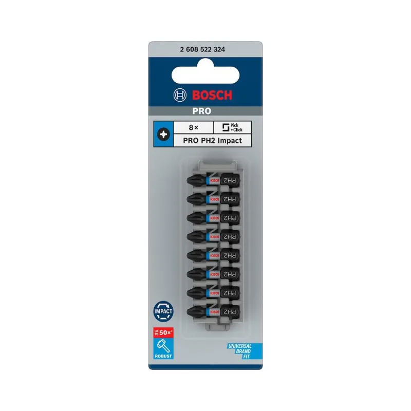 Jogo de Bits PRO Phillips Impact 25mm 8 unidades Bosch
