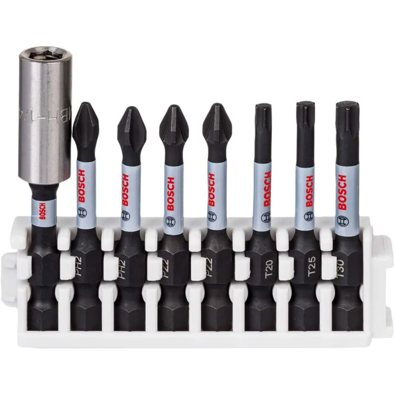 Jogo de bits/ponteiras com 8 peças 1/4" com suporte magnético BOSCH - BOSCH