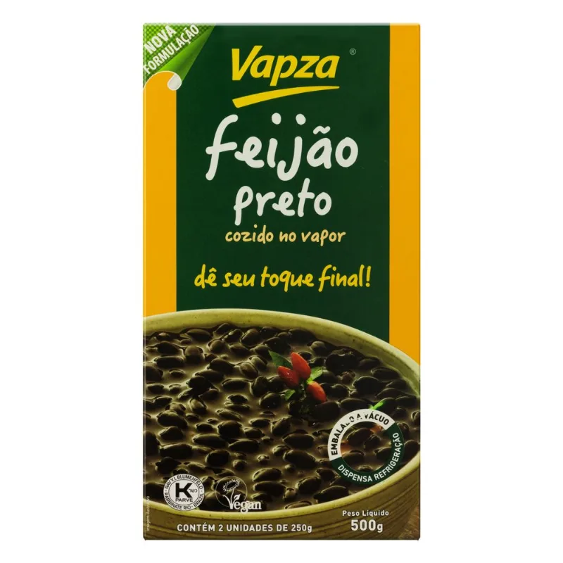 Feijão Preto Vapza Cozido no Vapor 500g