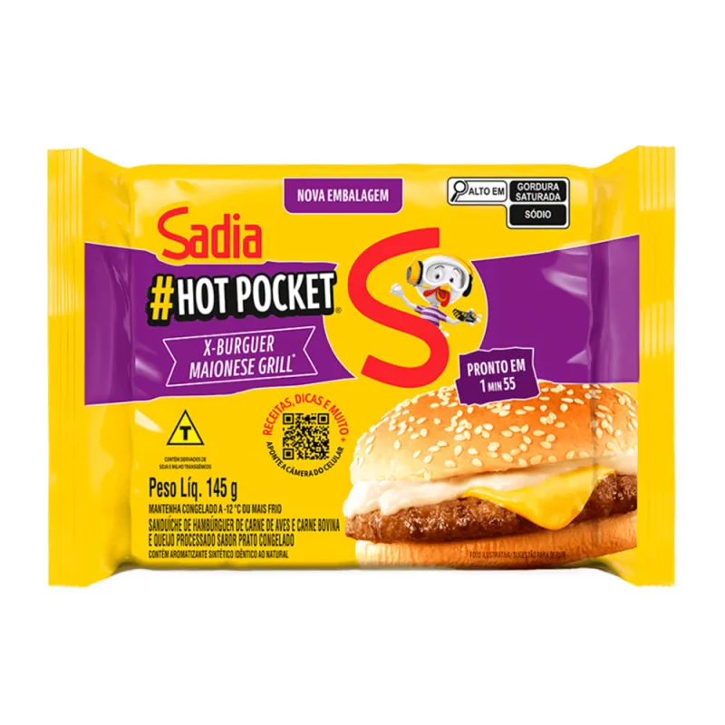 Sanduíche Sadia Hot Pocket X-Burguer Maionese Grill Congelado 145g - Sadia