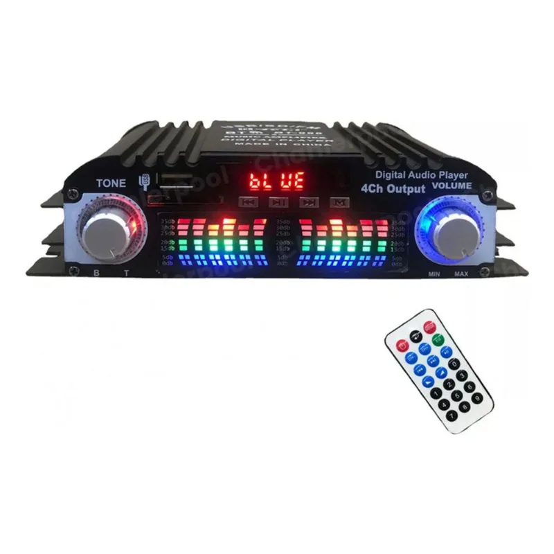 Amplificador De Áudio Para Carro Hifi De 4 Canais Bluetooth Usb Sd Aux